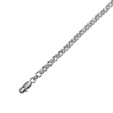 Серебряная цепь, плетение Бельцер, родий, ширина 4,6 мм