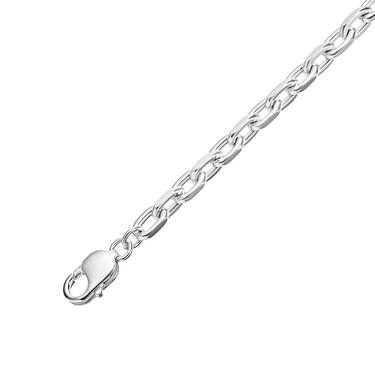 Серебряная мужская цепь, плетение Якорное с гранью, родий, ширина  0,6 см