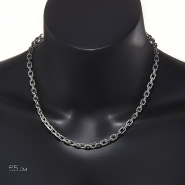 Серебряная мужская цепь, плетение Якорное с гранью, родий, ширина  0,6 см