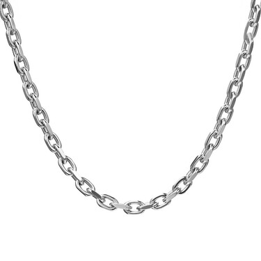 Серебряная мужская цепь, плетение Якорное с гранью, родий, ширина  0,6 см