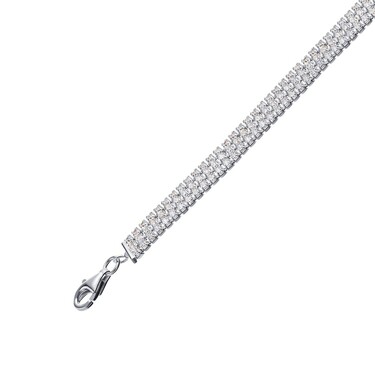 Серебряный женский браслет дорожка с циркониями, ширина 0,5 см