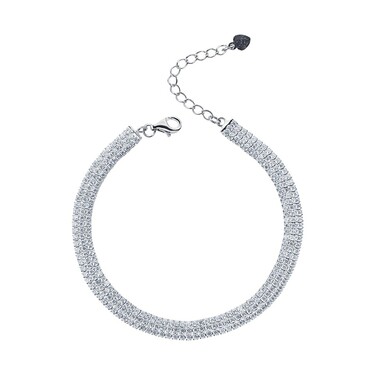 Серебряный женский браслет дорожка с циркониями, ширина 0,5 см