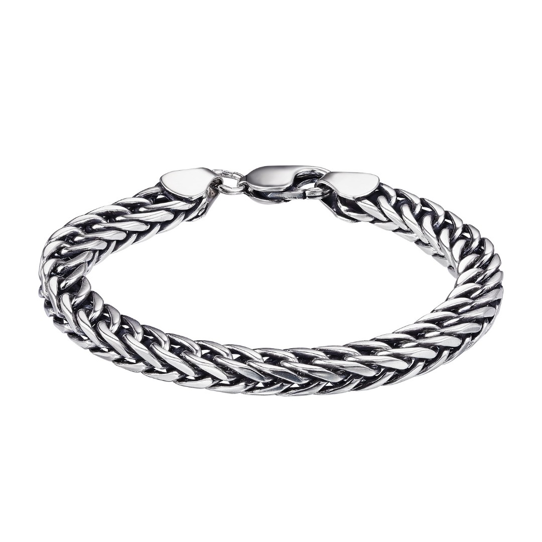 Браслет на руку,Серебро,с вставкой Без вставок,с замком Карабинный,РОССИЯ