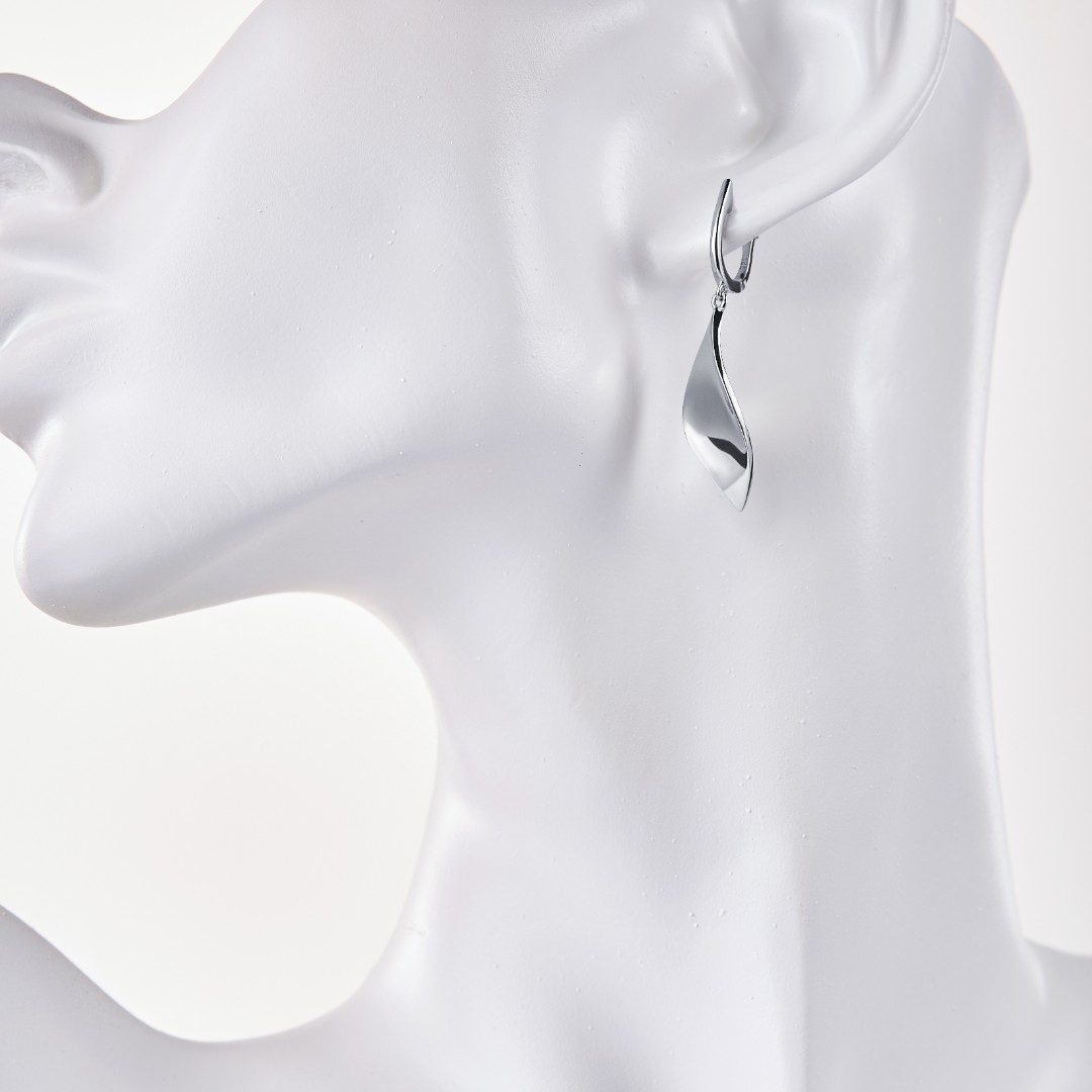 Серебряные серьги, родий Серьги,Серебро,с вставкой Без вставок,с замком Английский,ИТАЛИЯ