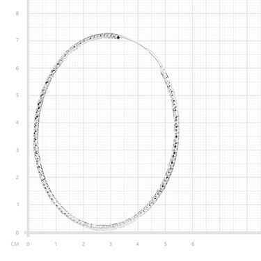 Серебряные классические серьги Кольца / Конго / Круглые с алмазной гранью, родий, 7 см