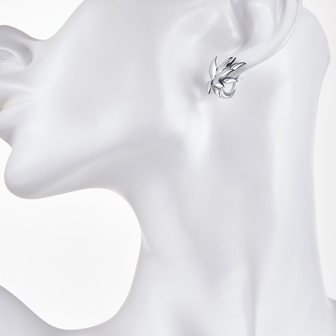 Серьги,Серебро,с вставкой Без вставок,с замком Английский,ИТАЛИЯ