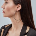 Серебряные классические гладкие серьги Кольца / Конго / Круглые, покрытие родий, диаметр 7 см Серьги,Серебро,с вставкой Без вставок,с замком Кольцо,Конго,КИТАЙ