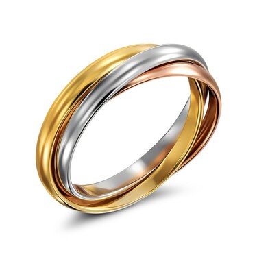 Серебряное тройное женское кольцо, родий, позолота