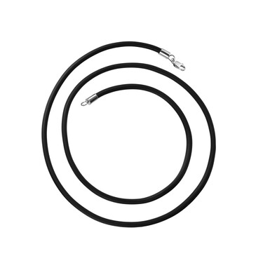 Ювелирный шнурок Гайтан черный, Каучук 3 мм с серебряным замком, Родирование