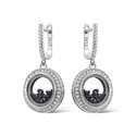 Серьги,Серебро,с вставкой Цирконий кубический,Ювелирное стекло Белая,Черная цвета,с замком Английский,КИТАЙ