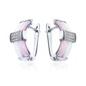 Серьги,Серебро,с вставкой Керамика,Цирконий кубический Белая,Розовый цвета,с замком Английский,КИТАЙ