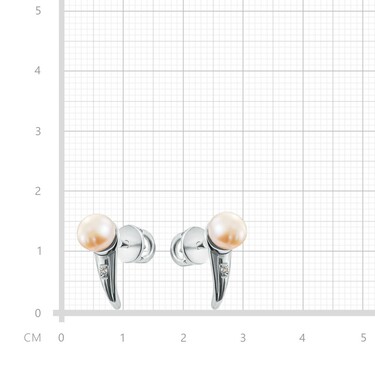 Серебряные серьги / Пусеты / Гвоздики с бежевым жемчугом, родий