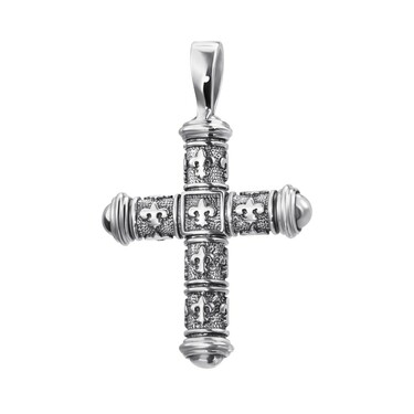 Серебряный мужской крест с лилиями, чернение