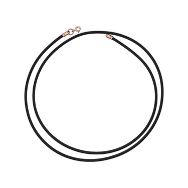 Ювелирный шнурок Гайтан черный, Каучук 2 мм с серебряным замком, Позолота