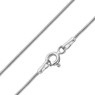 Серебряная цепочка, плетение снейк круглый, покрытие родий, ширина 1 мм