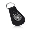 Сувенир,Брелок,Серебро,Натуральная кожа,с вставкой Серебряная вставка Белая,Черная,Серебряный цвета,с замком Кольцо,РОССИЯ