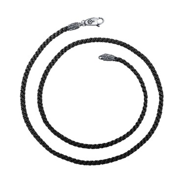 Ювелирный шнурок Гайтан черный, Текстиль 4 мм с серебряным замком 