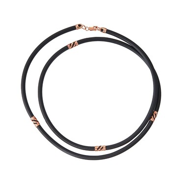 Ювелирный шнурок Гайтан черный, Каучук 3,3 мм с серебряными вставками и замком, Позолота