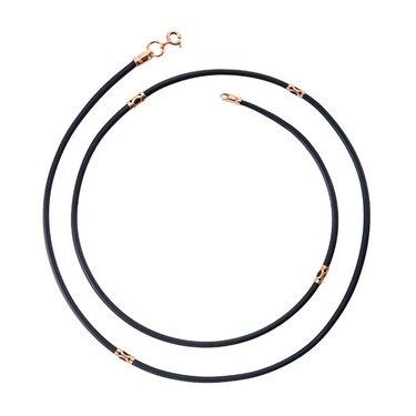 Ювелирный шнурок Гайтан черный, Каучук 2,2 мм с серебряными вставками и замком, Позолота