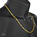 Серебряная мужская литая цепь с гранями, покрытие позолотой с чернением, ширина 5 мм Цепочка на шею,Серебро,с замком Карабинный,РОССИЯ