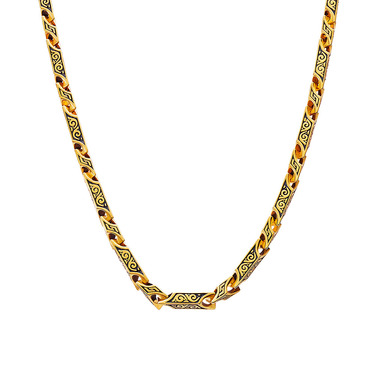 Серебряная мужская литая цепь с гранями, покрытие позолотой с чернением, ширина 5 мм