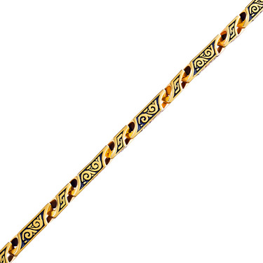 Серебряная мужская литая цепь с гранями, покрытие позолотой с чернением, ширина 5 мм