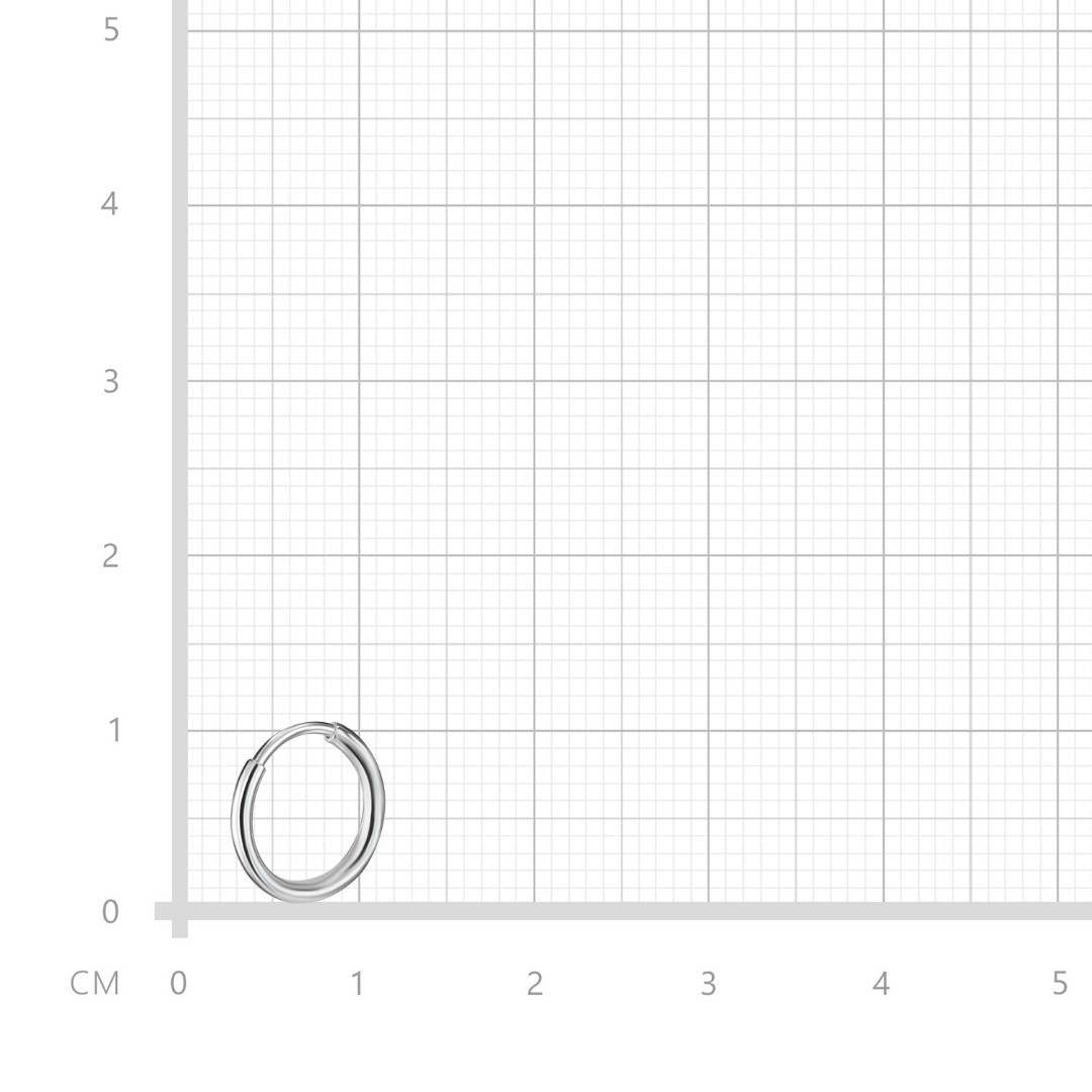 Серебряная классическая гладкая моно серьга Кольцо / Конго / Круглое, покрытие родий, диаметр 1,5 см Серьги,Моносерьга,Серебро,с вставкой Без вставок,с замком Кольцо,Конго,РОССИЯ
