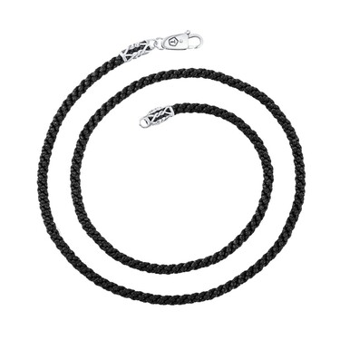 Ювелирный шнурок Гайтан черный, Паракорд, Нейлон 4 мм с серебряным замком 