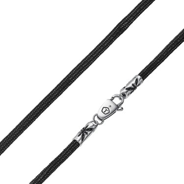 Ювелирный шнурок Гайтан черный, Паракорд, Нейлон 4 мм с серебряным замком 