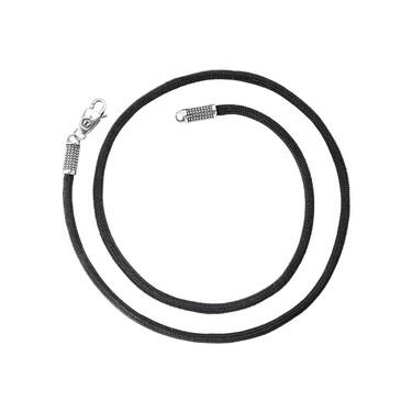 Ювелирный шнурок Гайтан черный, Паракорд 4 мм с серебряным цилиндрическим замком, Чернение