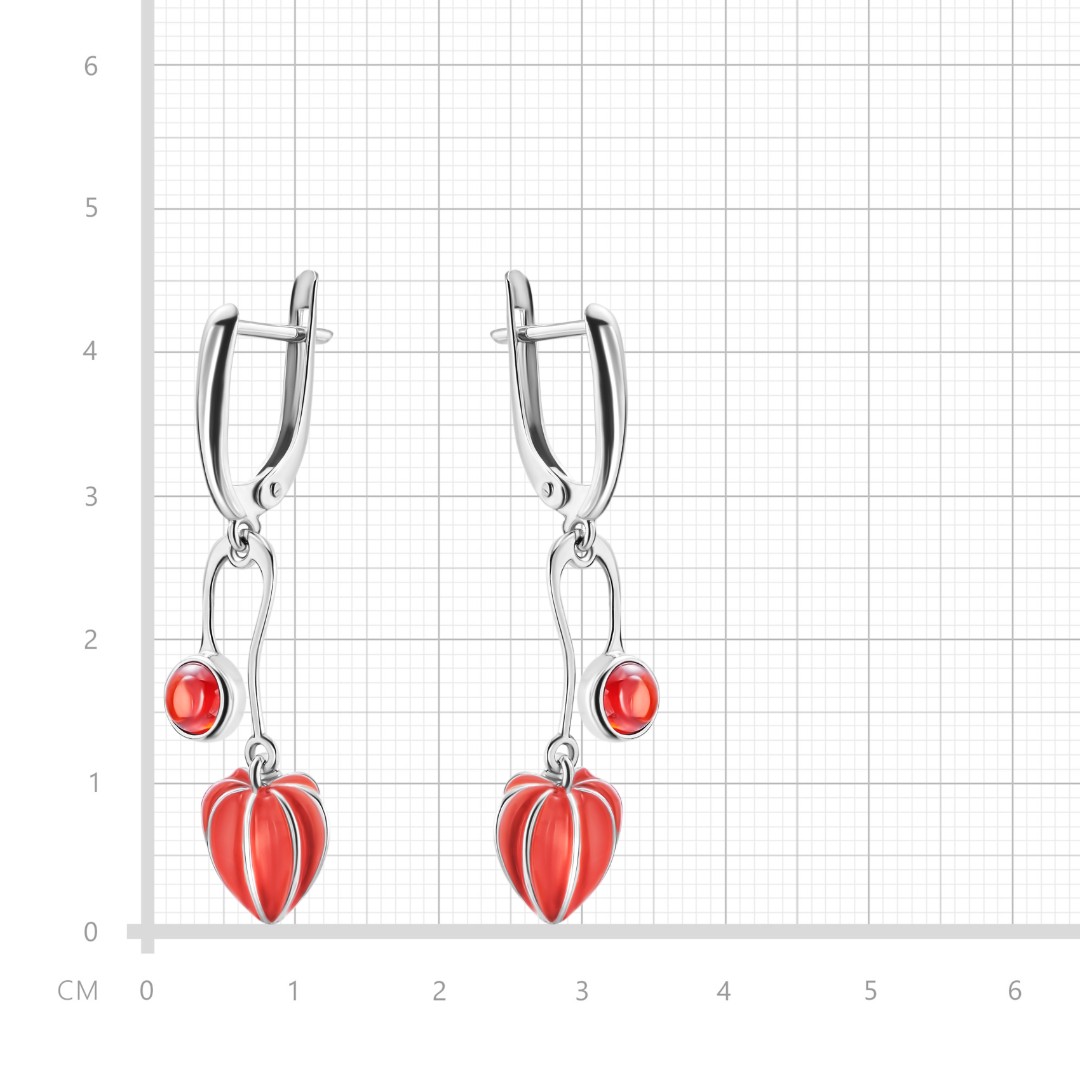 Серьги,Серебро,с вставкой Фианит,Эмаль,с замком Английский,РОССИЯ