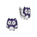 Серебряные детские серьги  Серьги,Серебро,с вставкой Эмаль,Наноаметист Сиреневая,Фиолетовая цвета,с замком Английский,РОССИЯ