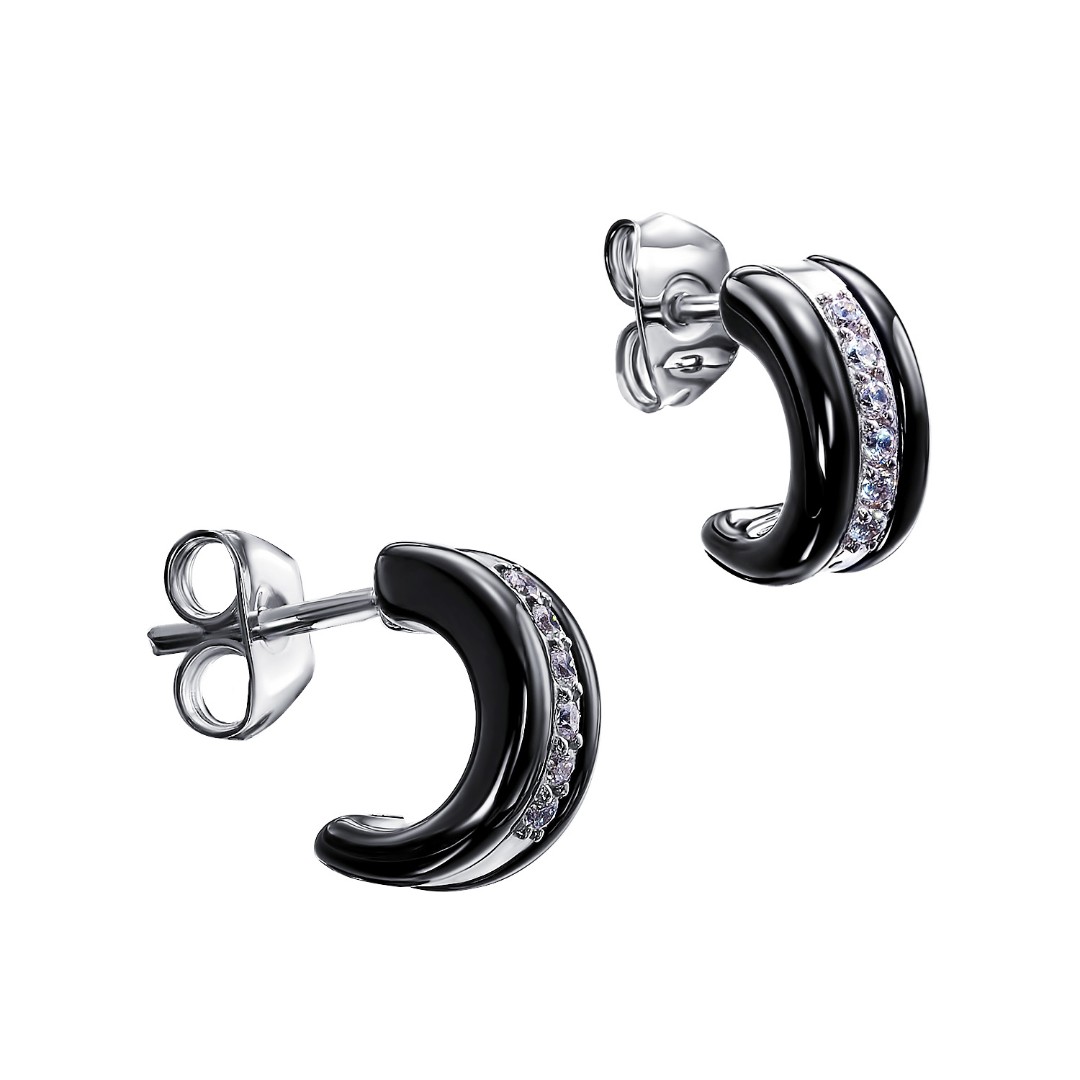 Серьги,Серьги Пусеты,Серьги Гвоздики,Серебро,с вставкой Фианит,Керамика,с замком Пусет,Винтовой,Штыревой,Штифтовой,РОССИЯ