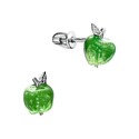 Серьги,Серьги Пусеты,Серьги Гвоздики,Серебро,с вставкой Эмаль Зеленая цвета,с замком Пусет,Винтовой,Штыревой,Штифтовой,РОССИЯ
