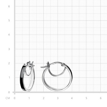 Серебряные серьги Кольца / Конго / Круглые с черной эмалью, в родии, 20 мм