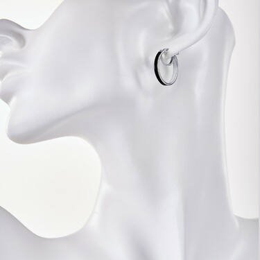 Серебряные серьги Кольца / Конго / Круглые с черной эмалью, в родии, 20 мм