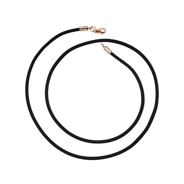 Ювелирный шнурок Гайтан черный, Каучук 2 мм с серебряным замком, Позолота