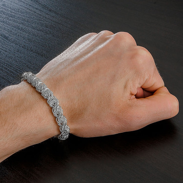 Серебряный браслет, плетение Роза, ширина 0,9 см