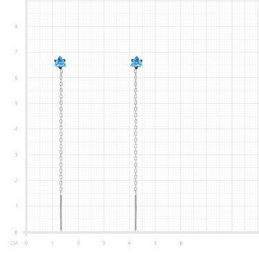 Серебряные серьги-протяжки с голубым фианитом, родий