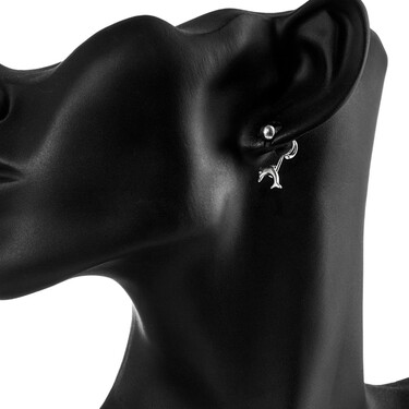 Серебряные серьги Пусеты / Гвоздики / Дельфин, родий