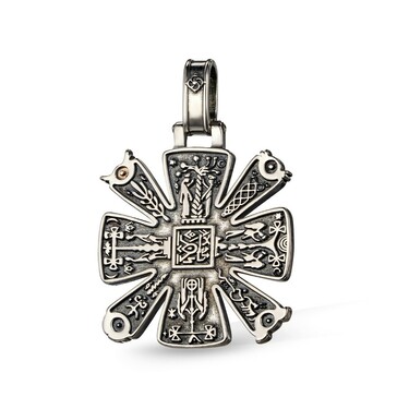 Серебряная двухсторонняя подвеска-оберег 