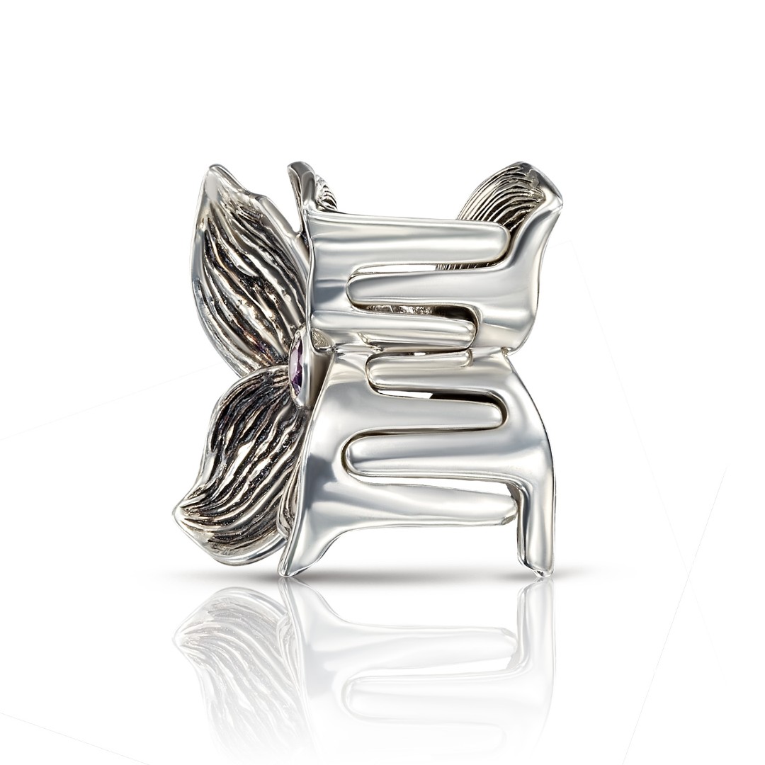 Заколка,Заколка для волос,Серебро,с вставкой Фианит Фиолетовая цвета,РОССИЯ