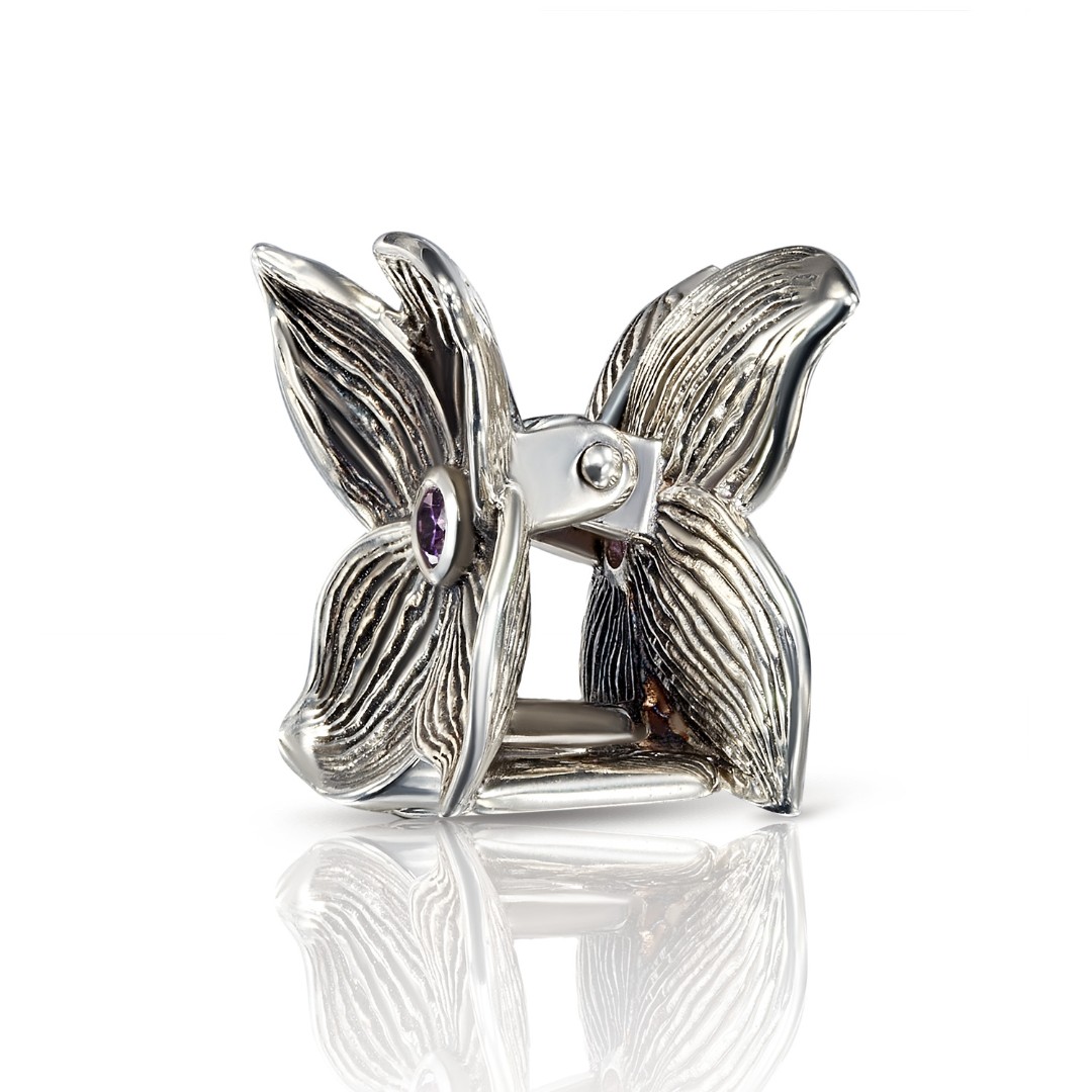 Заколка,Заколка для волос,Серебро,с вставкой Фианит Фиолетовая цвета,РОССИЯ