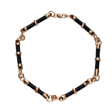 Каучуковый браслет с серебряными вставками, максимальная ширина 6 мм, позолота