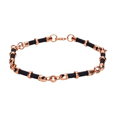 Каучуковый браслет с серебряными вставками, максимальная ширина 6 мм, позолота