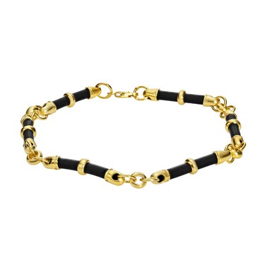 Каучуковый браслет с серебряными вставками, максимальная ширина 6 мм, позолота