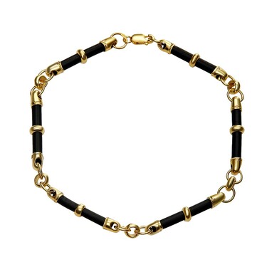 Каучуковый браслет с серебряными вставками, максимальная ширина 6 мм, позолота