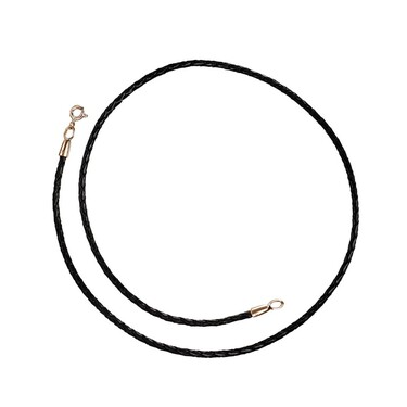 Кожанный ювелирный шнурок 2 мм, с золотым замком