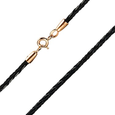 Кожанный ювелирный шнурок 2 мм, с золотым замком