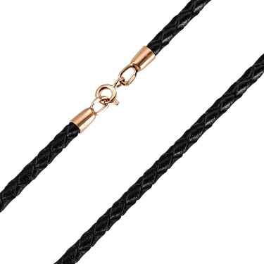 Кожанный ювелирный шнурок с золотым замком
